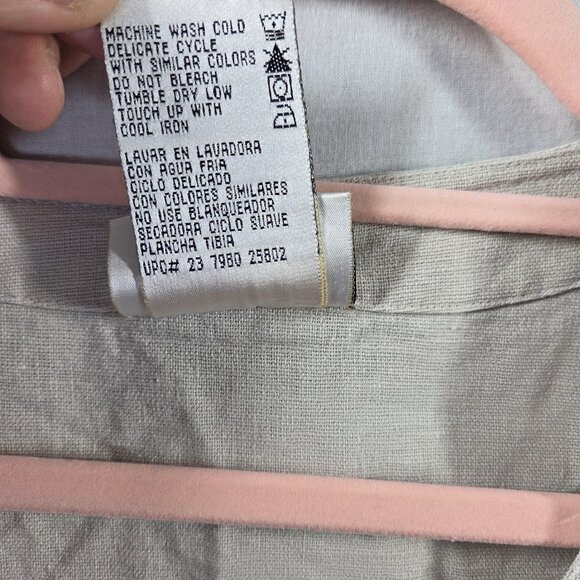 Kathie Lee Vest Womens 14W 16W Beige Linen Cotton Button Front Plus Size Casual - Picture 3 of 11